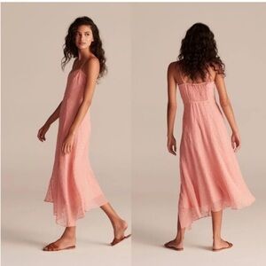 Rebecca Taylor Dot Embroidered Midi Dress in Grapefruit 00